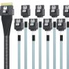SlimSAS 8i to 8x SATA Cable | SFF-8654 to 8 SATA | SAS 3.0 | 0.6M