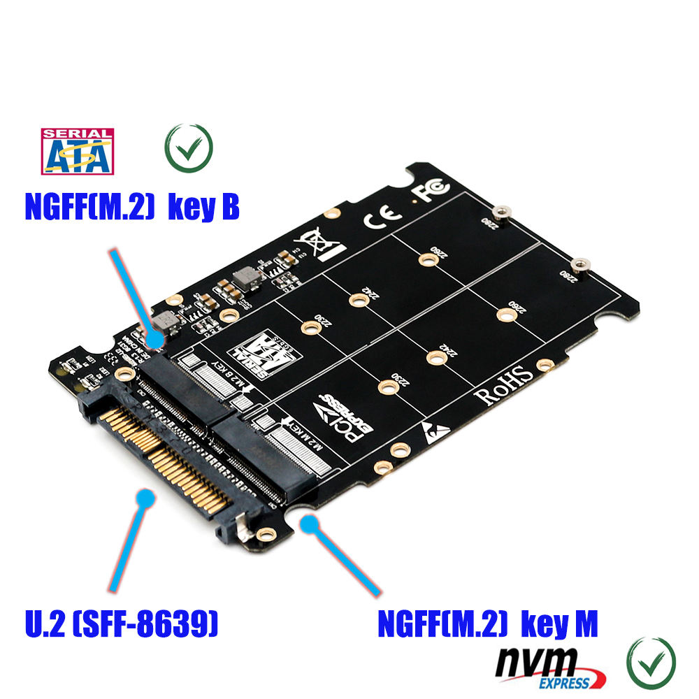 NVMe NGFF M.2 to U.2 Adapter | SFF-8639 Converter | Key M B | PCIe x4 - Image 3